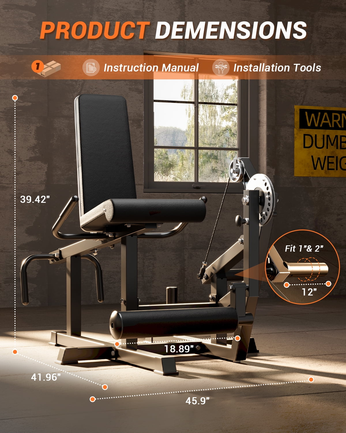 700LB Leg Extension & Wave Machine for Home Gym–Adjustable Seated & Lying Leg Developer Bench–Multi-Functional Lower Body Strength Training Equipment–Compatible with 1" & 2" Weight Plates–Black