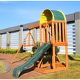 thumbnail image 3 of Wooden Outdoor Playset with 2 Swings, Slide & Climbing Wall, Backyard Playground Set for Kids Ages 3-12, Safe Swing Set for Backyard, Garden, Park, 3 of 5