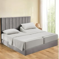 Split Queen Sheets Sets for Adjustable Bed Cotton, Luxury Sheets 100% Egyptian Cotton - 500 TC - Designed for Split Bed, Fit- ( 16-18" Inch Deep Pockets ) ( Split-Queen ) Silver Grey Solid