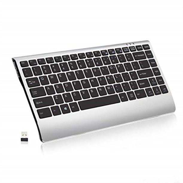 Wireless Keyboard 2 4ghz Slim Compact Low Profile Rechargeable Wireless Keyboard For Laptop Mac Notebook Pc Desktop Computer Windows 10 7 Xp Ios Soundance Black And Silver Walmart Com Walmart Com
