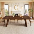 thumbnail image 2 of Finmind 70-Inch Farmhouse Wooden Kitchen Table, Rectangular Dining Table for 6-8 People with Large Tabletop - Walnut Brown, 2 of 7