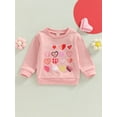 thumbnail image 2 of Diconna Baby Girl Boy Valentine s Day Clothes Heart Print Long Sleeve Crewneck Pullover Sweatshirt Cute Romper Outfit Pink 12-18 Months, 2 of 8