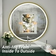 thumbnail image 6 of FTOTI 36" Round Gold LED Bathroom Mirror - 6000K Light, Anti-Fog, Dimmable Touch Switch, IP54 Waterproof, Wall Mounted, 6 of 8