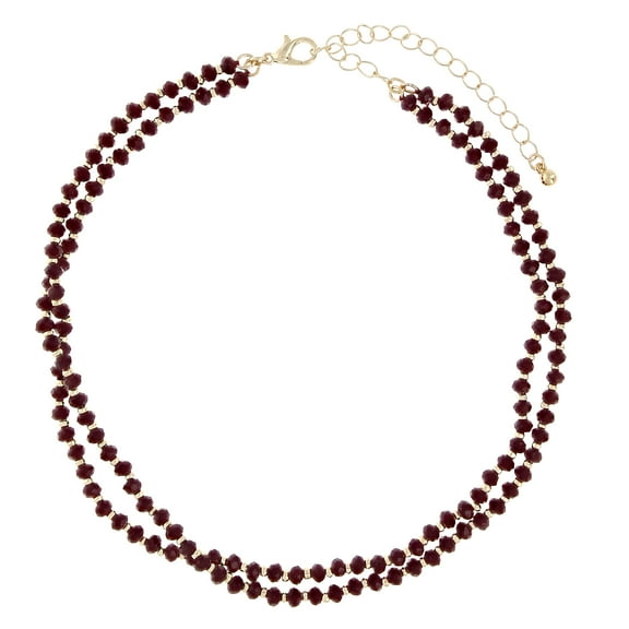 Blue Box Boutique Inc Gold Plated Ruby Red Crystal Choker Necklace for Women, Teens