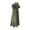 Army Green, variant on Women Dress Round Neck Puff Long Sleeve Loose Fit Maxi Dress with Layered Ruffle Hem Puff Sleeves Holiday Wear White