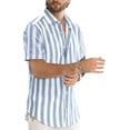 thumbnail image 3 of Mens Casual Stylish Short Sleeve Button-Up Striped Dress Shirts Cotton Shirt 2025, 3 of 8