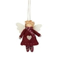 thumbnail image 2 of Angel Girl with Wings Hanging Christmas Ornament - 4.25" - Burgundy and Beige, 2 of 6
