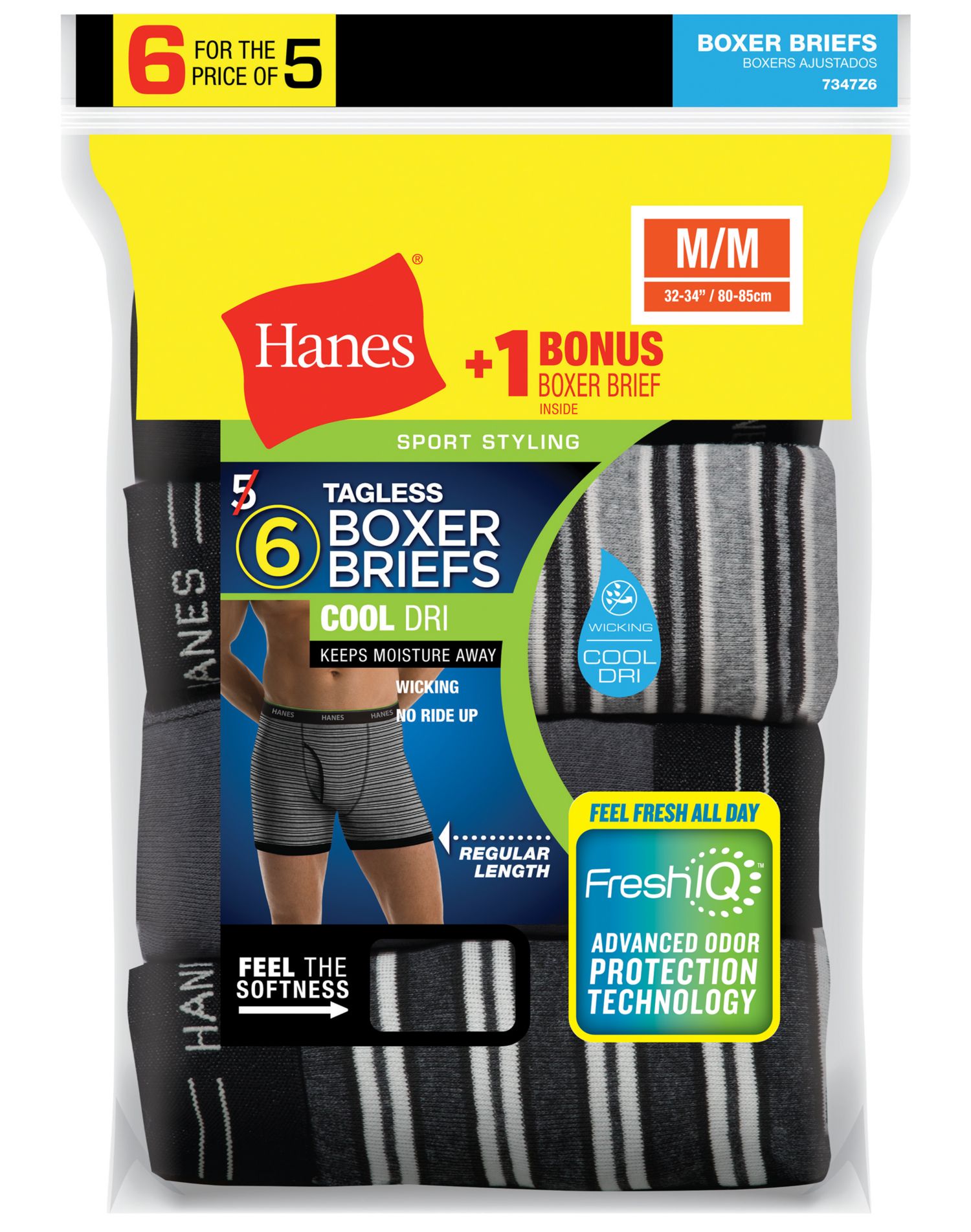 Hanes Men's 5-Pack Boxer Briefs (Slightly Imperfect) - ComfortSoft Tagless Assorted Colors, Medium