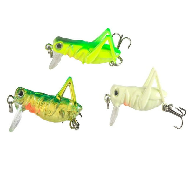3 cebos duros de pesca con saltamontes artificiales UN