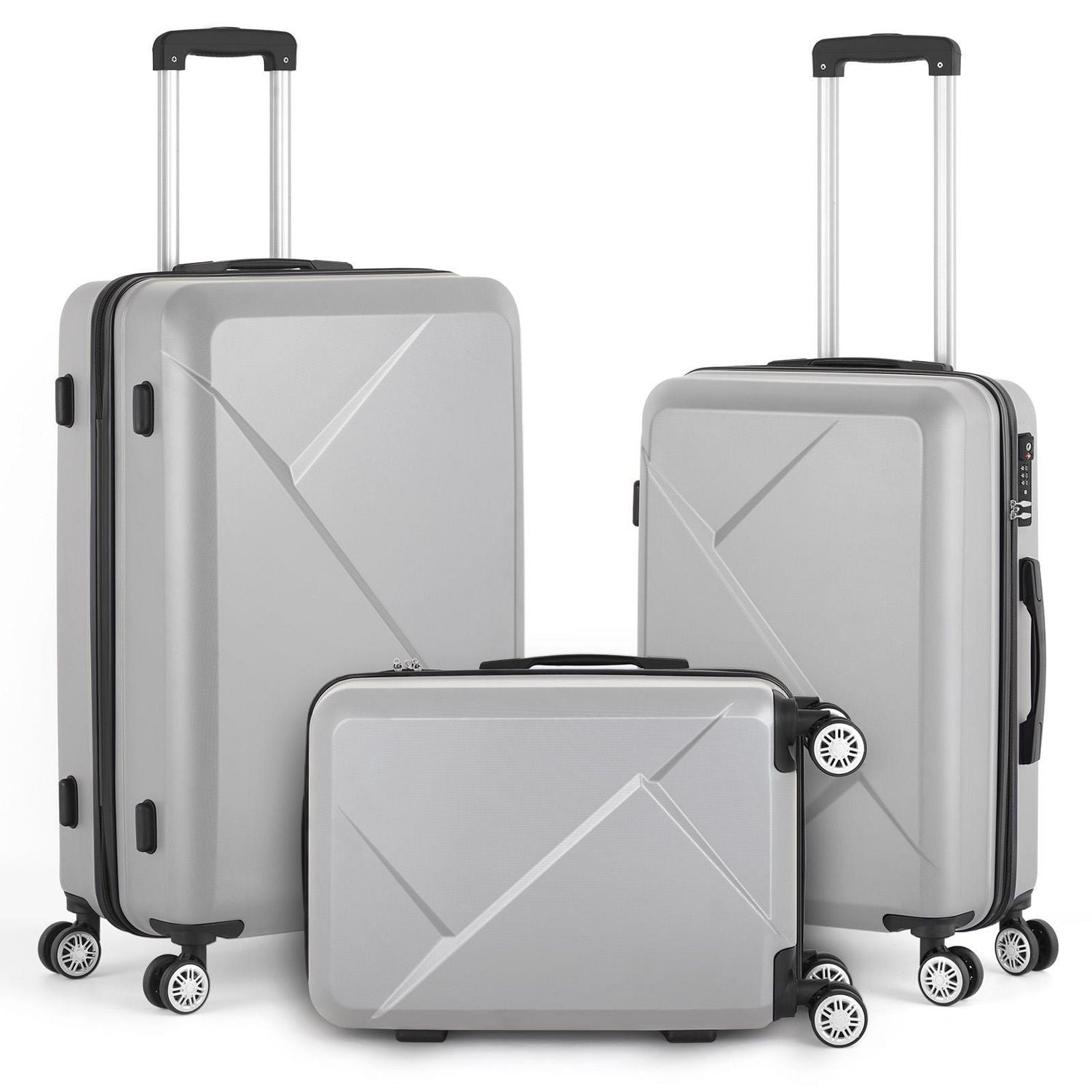 HIKOLAYAE Upright Luggage with 8-Wheel Spinner in Azure Blue, 3 Piece - TSA Compliant