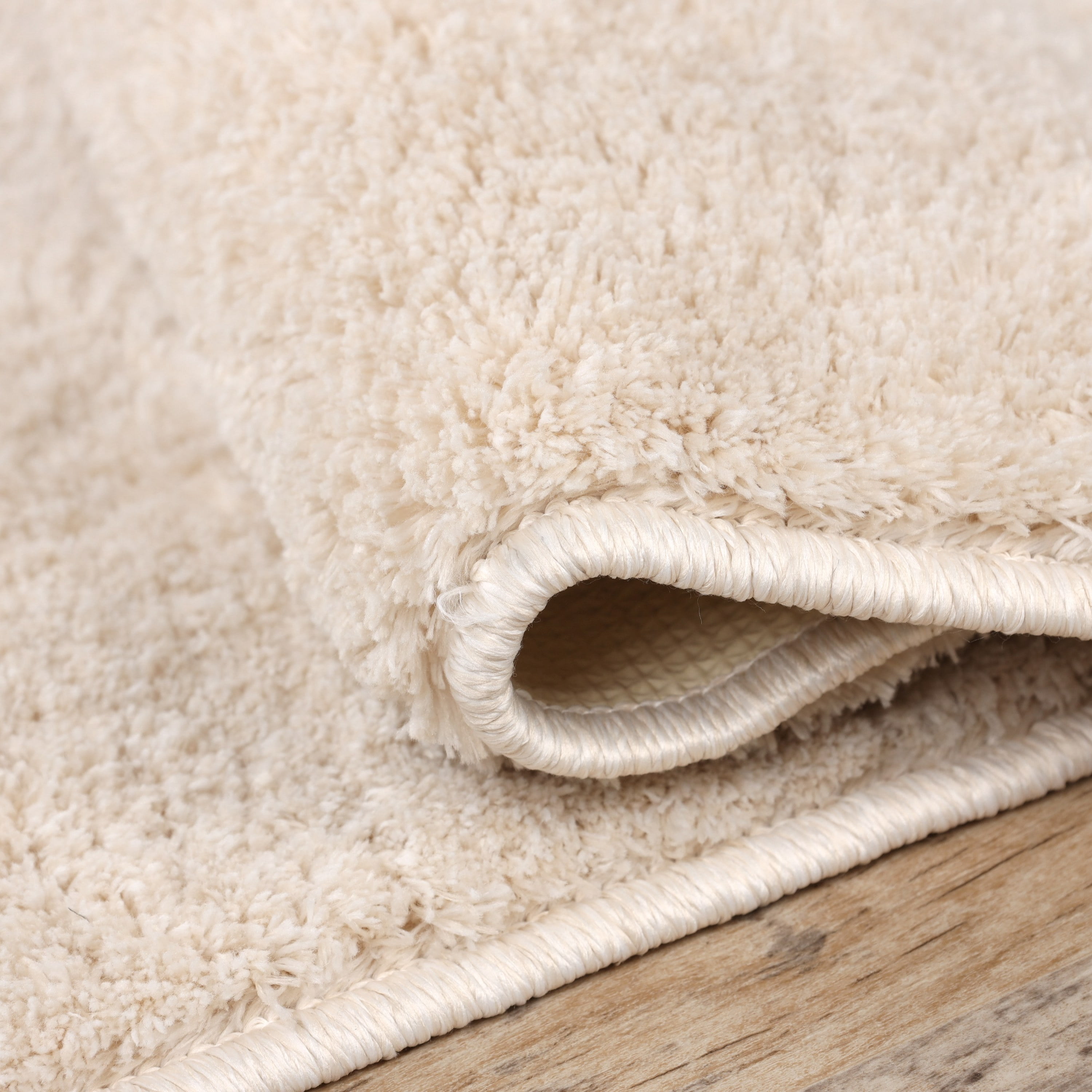 Superior California Shag Non-Slip Indoor Area Rug, 6' x 9', Ivory