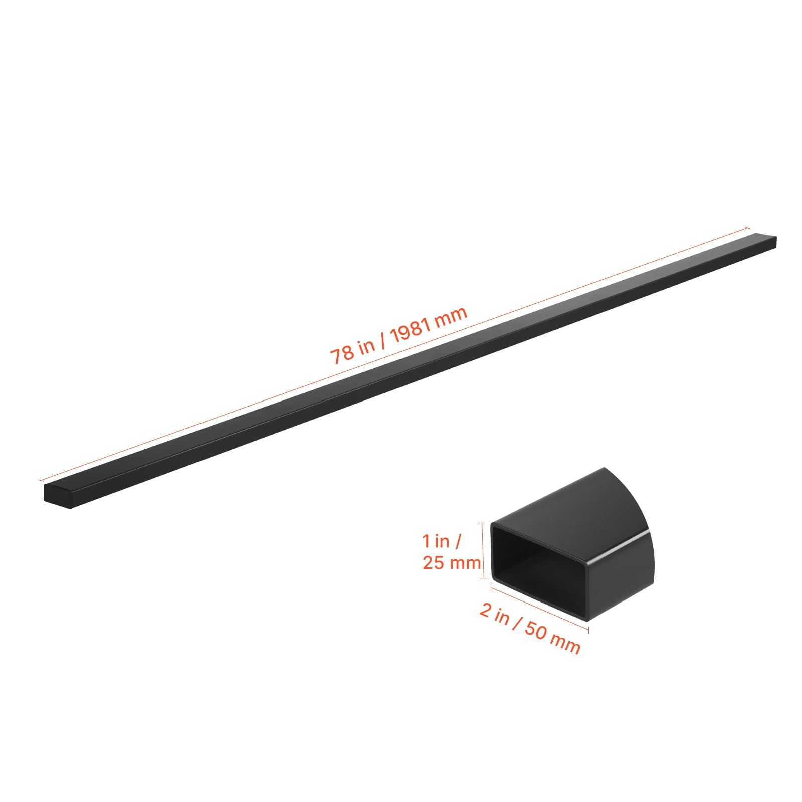VEVOR 4 Pack 6.5 ft Stainless Steel Handrail, Rectangular Top Stair Deck Hand Rail for Outdoor/Indoor Steps with End Cap,Matte Black Coating Adjustable Metal Stair Rail for Cable Railing Kit