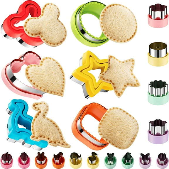 20Pcs Sandwich Cutter and Sealer Set for Kids, Bread Fruit Cookie Sandwich Cutter