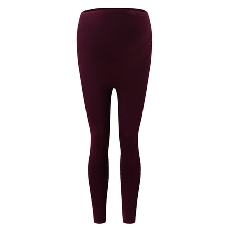 

HANXIULIN Women s Maternity Leggings Seamless Yoga Pants Stretch Pregnancy Trousers Red S