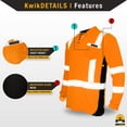 thumbnail image 4 of KwikSafety (Charlotte, NC) ESTIMATOR Long Sleeve Safety Shirt (Y-Neck Button w/POCKET) Class 3 ANSI OSHA Custom High Visibility Reflective Tape Construction Security HiViz Clothing Men | Orange Small, 4 of 7