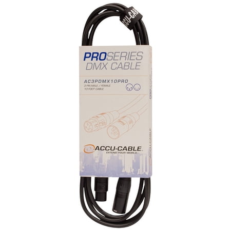 ADJ AC3PDMX10PRO Pro Series 10-Foot 3-Pin Male to Female DMX Cable for DJ Sets