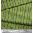 thumbnail image 2 of Soimoi Green Georgette Viscose Fabric Leaves & Stripe Print Sewing Fabric Yard 42 Inch Wide, 2 of 3