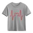 thumbnail image 2 of Piuwrlz Girls Short T-Shirts Kids Graphic Shirts Tops Cotton Pullover Gray Size 9 Years, 2 of 10