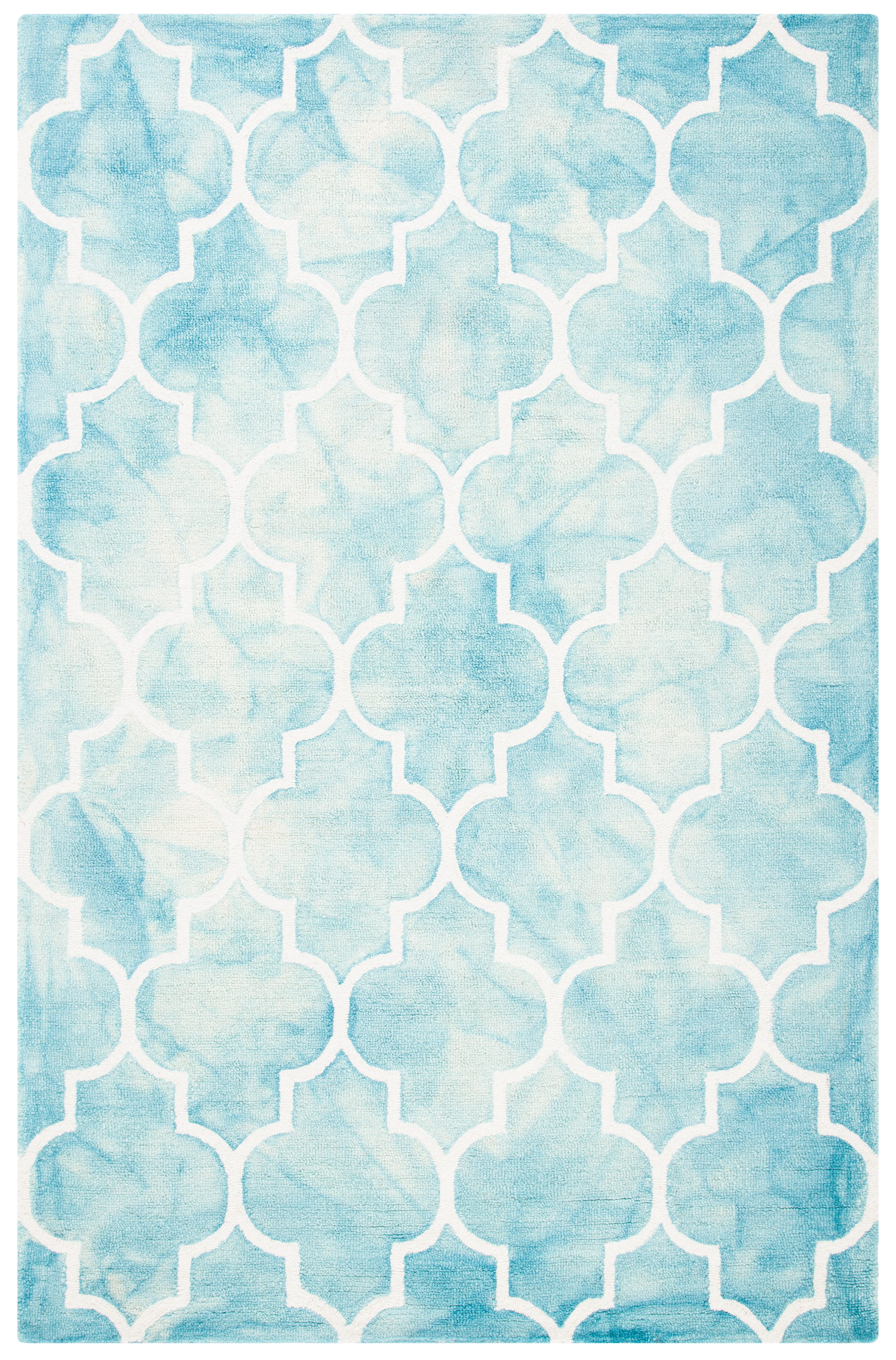 Safavieh Dip Dye Calanthe Geometric Wool Area Rug, Turquoise/Ivory, 6' x 9'