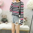 thumbnail image 5 of Camiseta para Mujer, Tops para Mujer, camiseta para Mujer, camiseta De manga larga De invierno, camiseta a rayas a la moda para Mujer, 5 of 5