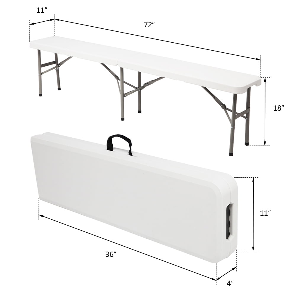 Lowestbest 6FT Picnic Table Set, Outdoor Courtyard Foldable Long Table & bench Suit, White Lowestbest 6FT Picnic Table Set, Outdoor Courtyard Foldable Long Table & bench Suit, White