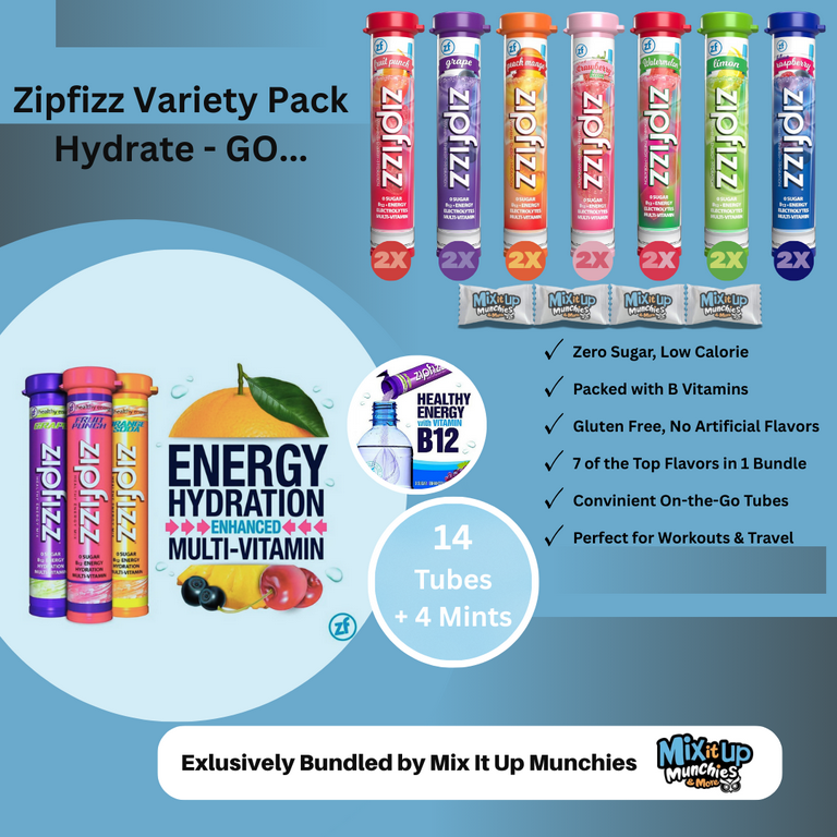 Zipfizz Energy Drink Mix Variety Pack, 14 Tubes (7 Flavors, 2 Each