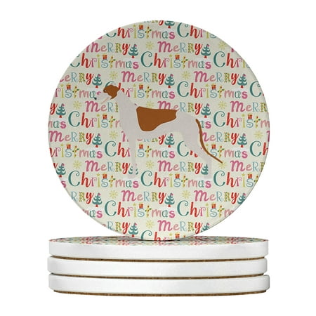

Greyhound Merry Christmas Large Sandstone Coasters Pack of 4 4 in x 4 in