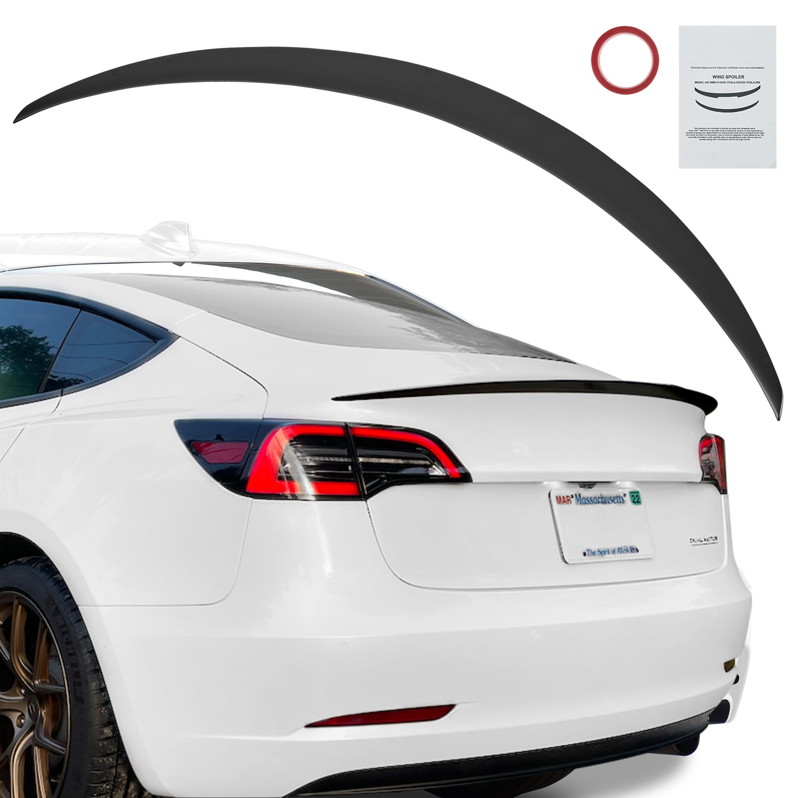 KFFKFF Rear Spoiler 48.2'' GT Style Trunk Wing Compatible with Tesla Model 3
