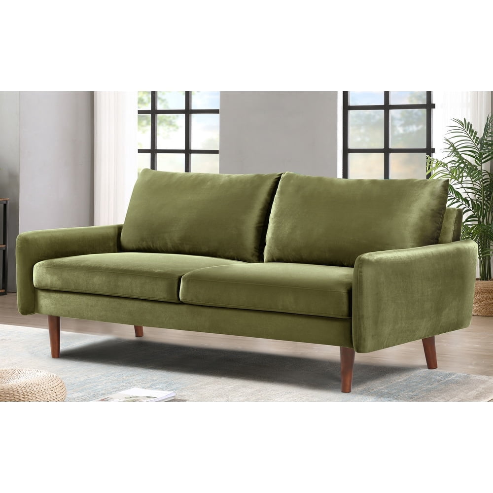 Uspridefurniture Maryellen 70''W Velvet Sofa, Olive Green