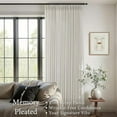 thumbnail image 2 of Pinch Pleated Thick Linen Curtains 84 Inch Length 2 Panels Set for Living Room Warm Beige Neutral Pleated Curtains Semi Sheer Light Filtering Privacy Bedroom Window Drapes, 2 of 9