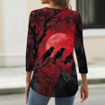 thumbnail image 6 of Domuza Halloween Shirts for Women Fall Casual Round Neck Three-Quarter Sleeve T Shirts Horror Novelty Print Retro Tops Halloween Costumes-H 2XL, 6 of 6