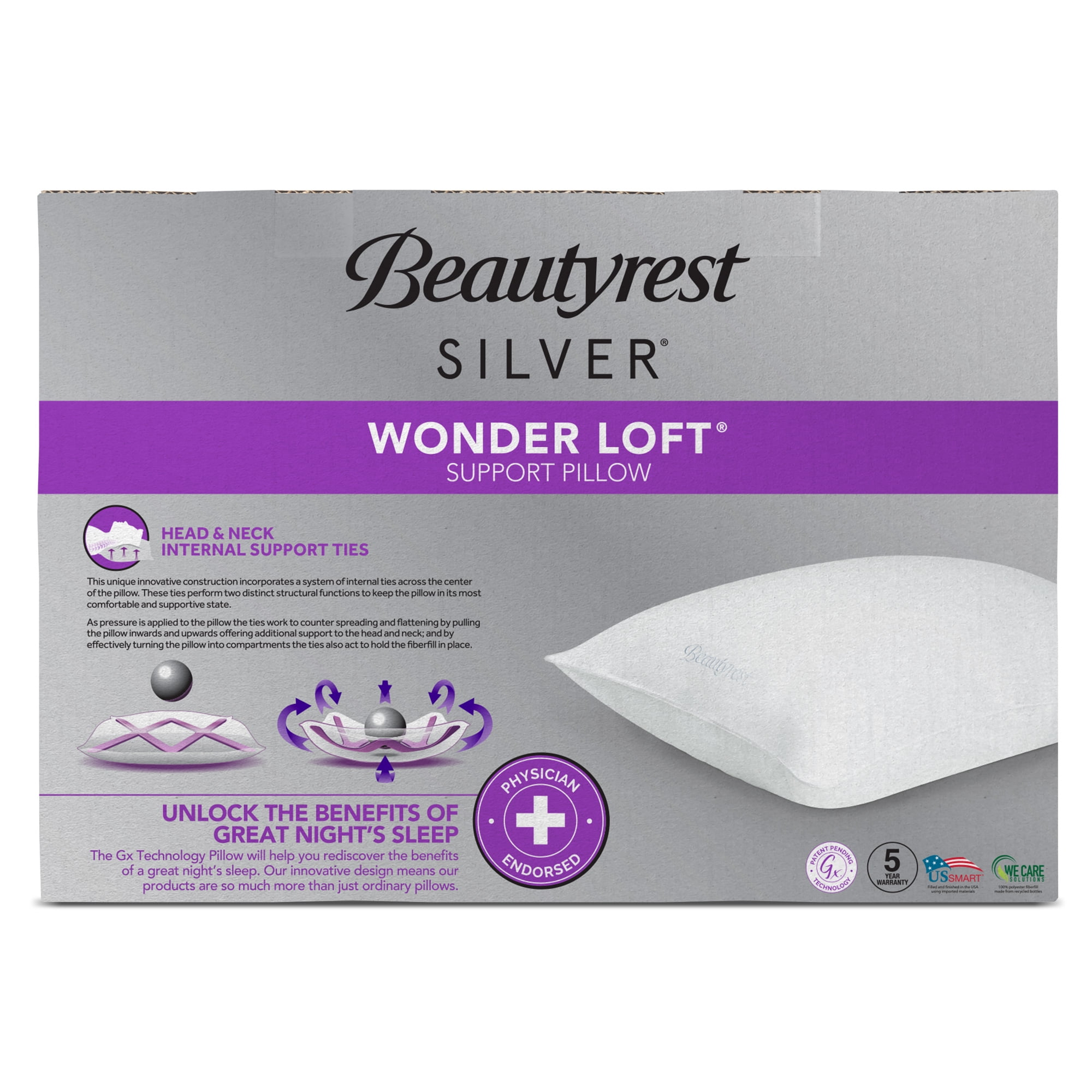 Beautyrest Silver Wonder Loft Gx Technology Firm Bed Pillow Jumbo