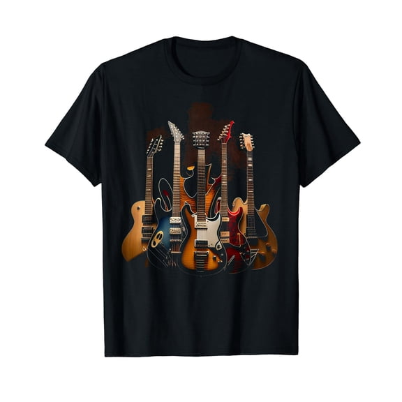 Men's Graphic Electric Guitar Music Design T-Shirt
