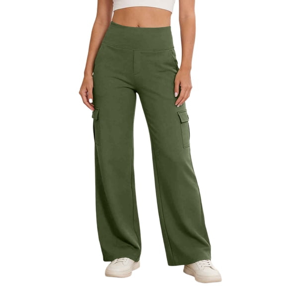 QSXADF Women High Waisted Cargo Pants Wide Leg Pants Stretch Yoga Cargo Pants with Pocket Details for Business Travel Workdays Women s Pants
