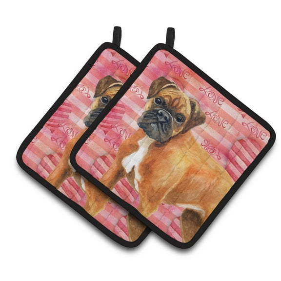 Caroline's Treasures German Boxer Love Pair of Pot Holders