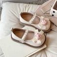 thumbnail image 5 of Spazoro Toddler Girls Mary Jane Leather Shoes, Padded Insole Bow Pearl Round Toe Non Slip Rubber Flat Sole Dress Shoes for School Party Beige Size 10 Little Kids, 5 of 5