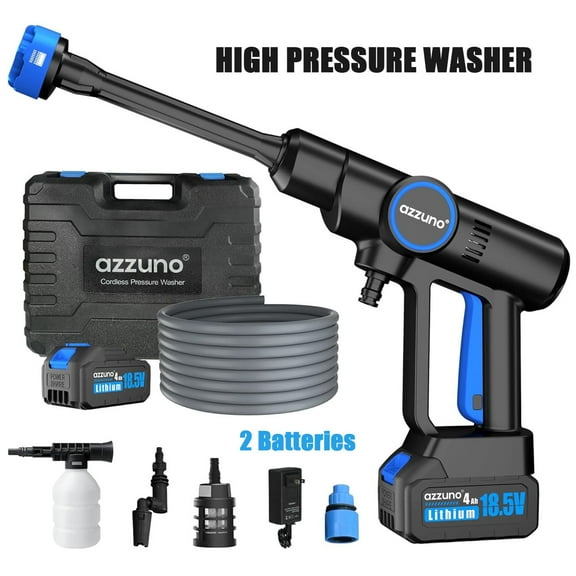 AZZUNO Cordless Power Washer 850PSI Portable Pressure Washer Car Washer Gun, 2 x 4000mAh Batteries