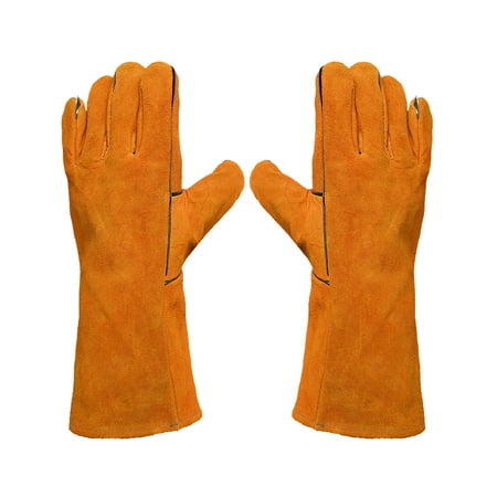 

Welding Gloves Heat Resistant Cowhide Leather Forge Gloves Hands Protection in Welding Oven Grill BBQ Fireplace Factory Construction Site