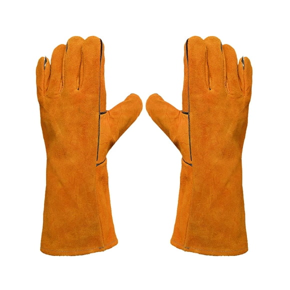Yeacher Welding Gloves Heat Resistant Cowhide Leather Forge Gloves Hands Protection in Welding Oven Grill BBQ Fireplace Factory Construction Site