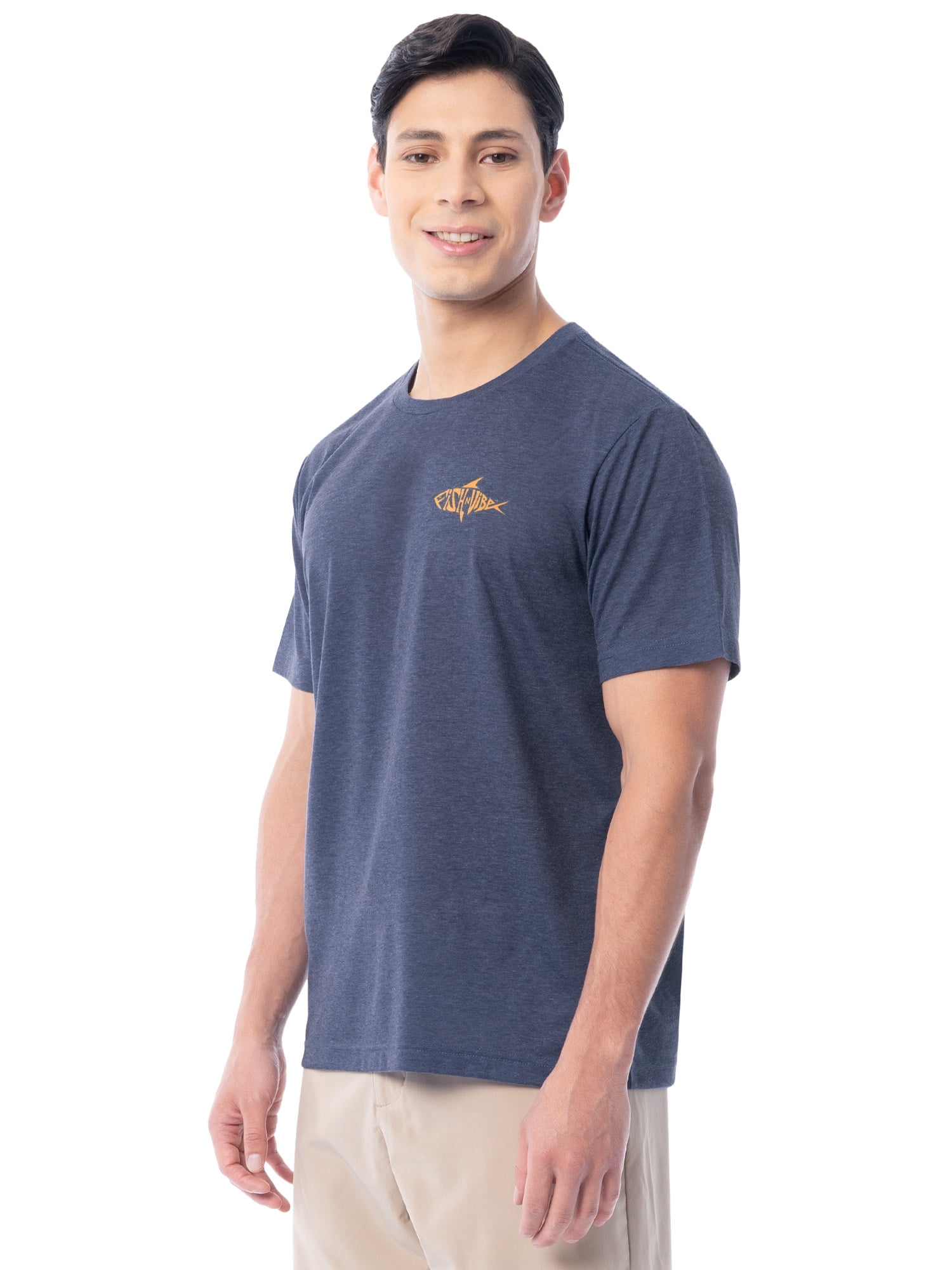 Fish N Vibe Men's Short Sleeve Fishing Performance Outdoor Graphic T-Shirt, Crown Blue, 2XL