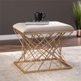 thumbnail image 3 of SEI Furniture Mikkeli Square Velvet Upholstered Stool in Gray/Gold, 3 of 3
