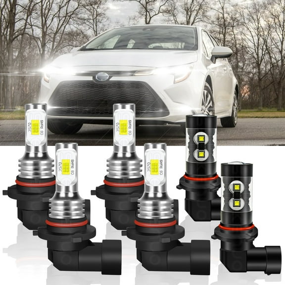 For Toyota Corolla 2005 2006 2007 2008 Headlights,9005 9006 High Low Beam Bulbs 9145 Fog Light 6pc