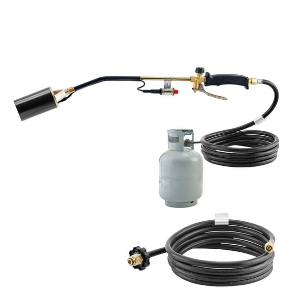 KFFKFF Propane Torch Weed Burner, 1,800,000 BTU Output with 10 ft Hose, Durable Blow Torch with Adjustable Flame, Turbo Trigger, Auto Igniter, for Clearing Weeds, Melting Snow Ice