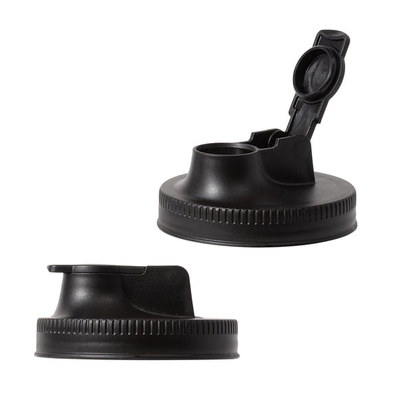 Jarware Black Spout Lid, Set of 2, for Wide Mouth Mason Jar