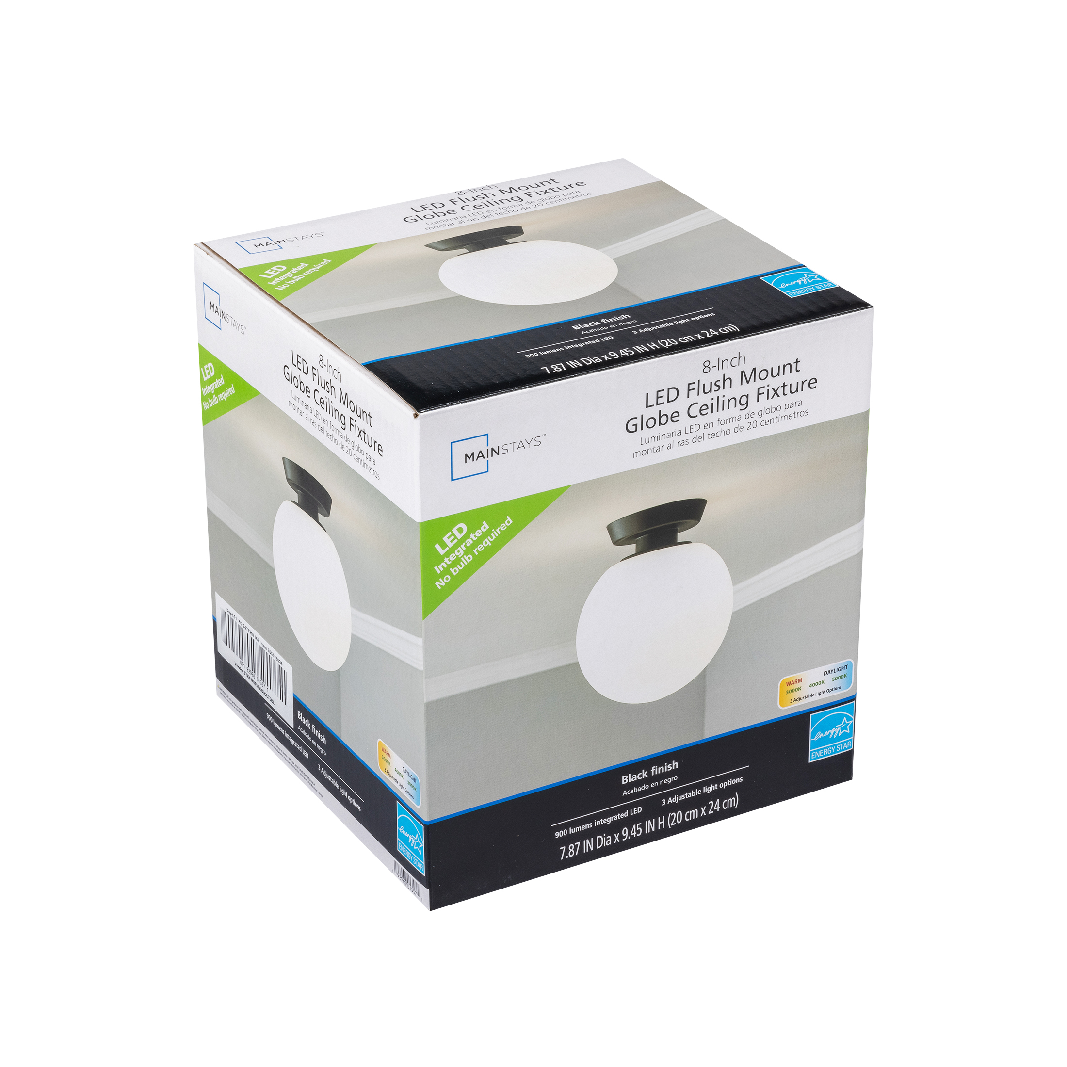 Mainstays 8 in Integrated LED Flush Mount Ceiling Light, Black photo 6