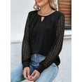 thumbnail image 5 of Womens Long Sleeve Shirts Lace Tops Business Casual Fall Fashion Outfits Clothes Knitted Y2k Blouses, 5 of 7