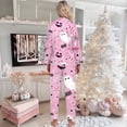 thumbnail image 4 of Halloween Pajamas Women 2 Piece Set Funny Print Long Sleeve Button Sleepwear Comfy Long Pants Relaxed Fit Cute Lounge Sets, 4 of 5
