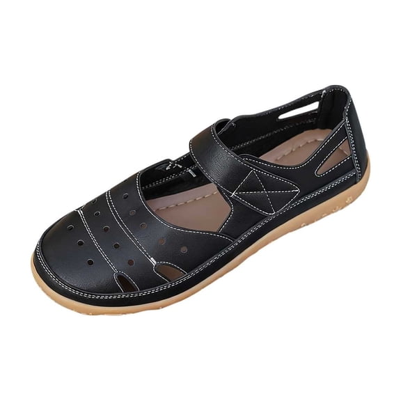 KEGIRLOM Women's Fashion Casual Spring And Summer Style Solid Color Versatile Wedge Heels Beach Sandals Black 6.5