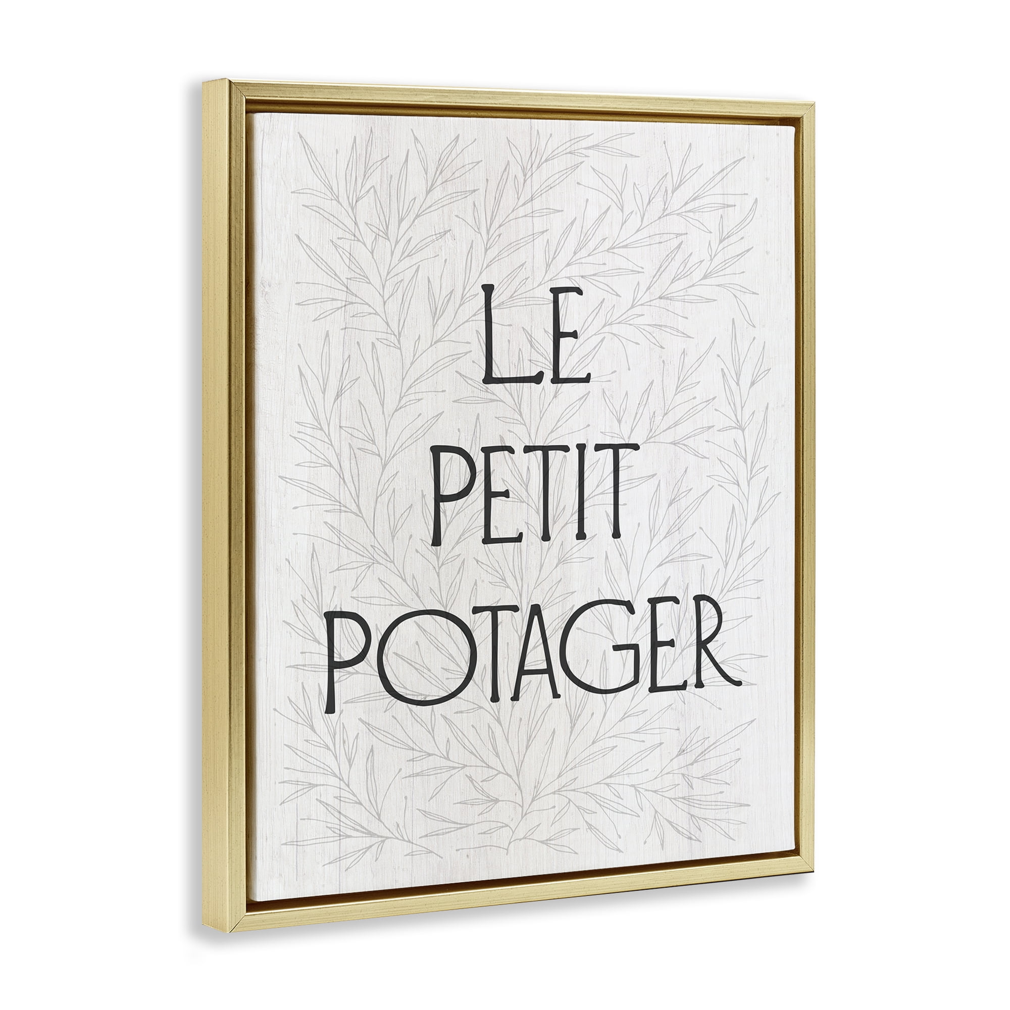 Stupell Industries Little Vegetable Garden Text & Numbers Painting Gold Floater Framed Canvas Art Print Wall Art, 17 x 21
