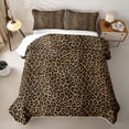 thumbnail image 2 of Meiyoeat Textured Leopard Print Bed Spread Queen,Retro Furry Animal Pattern Queen Coverlet Set,Brown Black, 2 of 7
